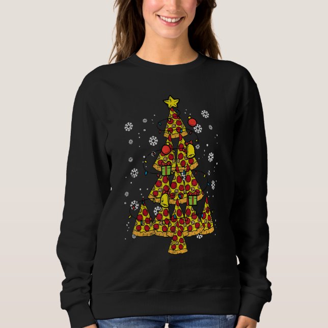 Pizza Christmas Tree Xmas Food  Men Women Kids T Shirt (Framsida)