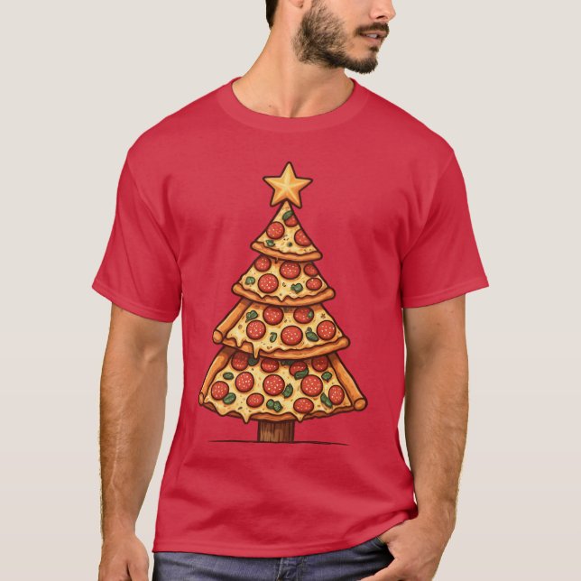 Pizza Christmasree-vänner T Shirt (Framsida)
