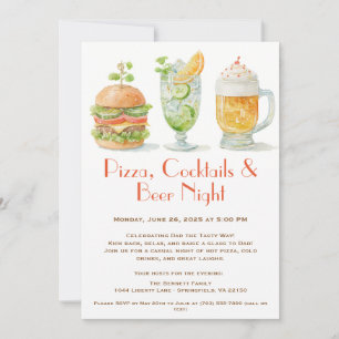 Pizza, Cocktails & Beer - Far-dagen Party Inbjudningar