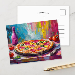 Pizza Colorful Modern Abstrakt Art Vykort