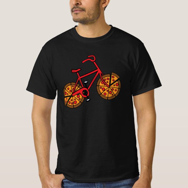 Pizza-cykel med pizza slice hjul t shirt (Framsida)