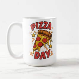 Pizza Day - Roligt Pepperoni Pizza Slice Design Kaffemugg