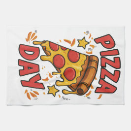 Pizza Day - Roligt Pepperoni Pizza Slice Design Kökshandduk