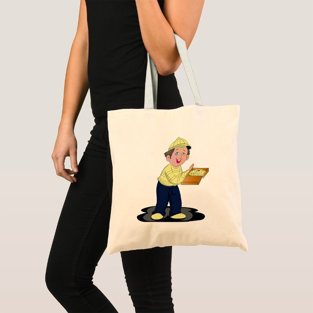 Pizza Delivery Boy Food Tote Bag Tygkasse (Skapare uppladdad)