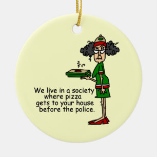 Pizza Delivery Humor Julgransprydnad Keramik