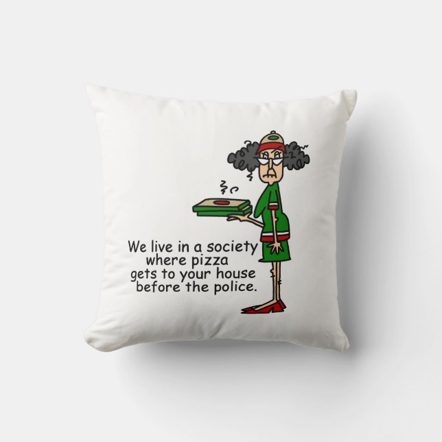 Pizza Delivery Humor Kudde (Framsida)