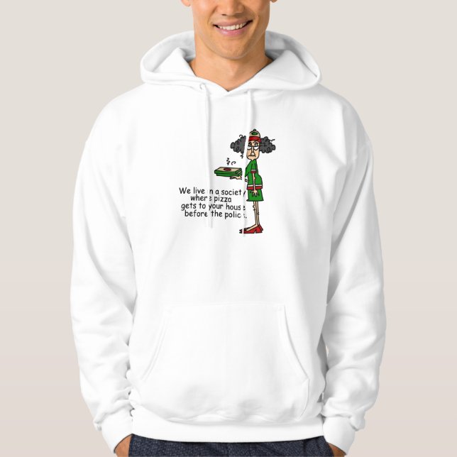 Pizza Delivery Humor Sweatshirt Med Luva (Framsida)