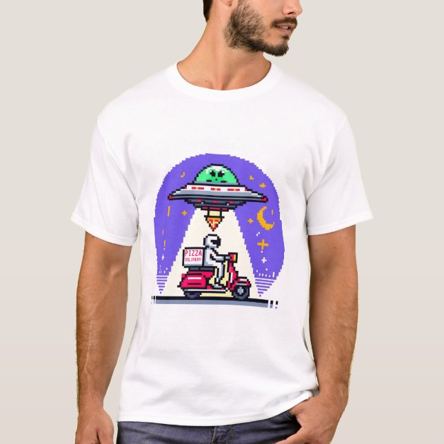 Pizza Delivery UFO Abduction T Shirt (Framsida)