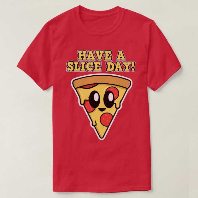 Pizza-design för manar och kvinnorHa en segmentdag T Shirt (Design framsida)