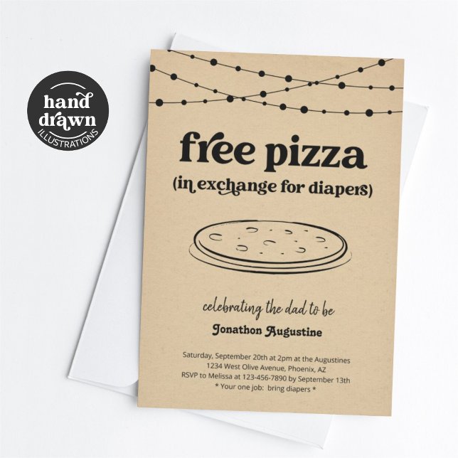 Pizza Diaper Party Funny Manar Pappa Shower-inbjud Inbjudningar (Skapare uppladdad)