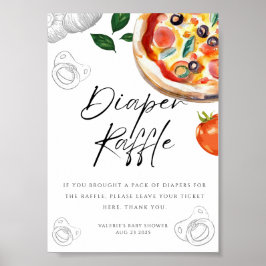 Pizza Diaper Raffle Tabletop Poster tecken