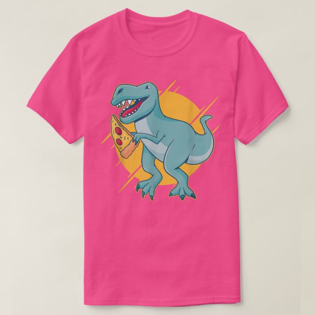Pizza Dinosaur Coola Retro Roligt Konstig bisarre  T Shirt (Design framsida)