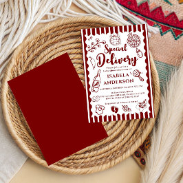 Pizza doodle special Delivery Baby Shower  Inbjudningar