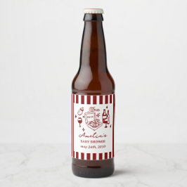 Pizza doodle special Delivery Baby Shower Ölflaska Etikett