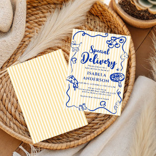 Pizza doodle specialleverans Baby Shower Inbjudningar