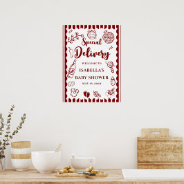 Pizza doodle specialleverans Baby Shower Poster