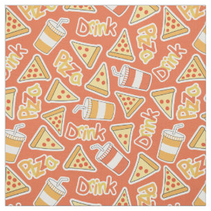 Pizza & Drink Mönster Tyg