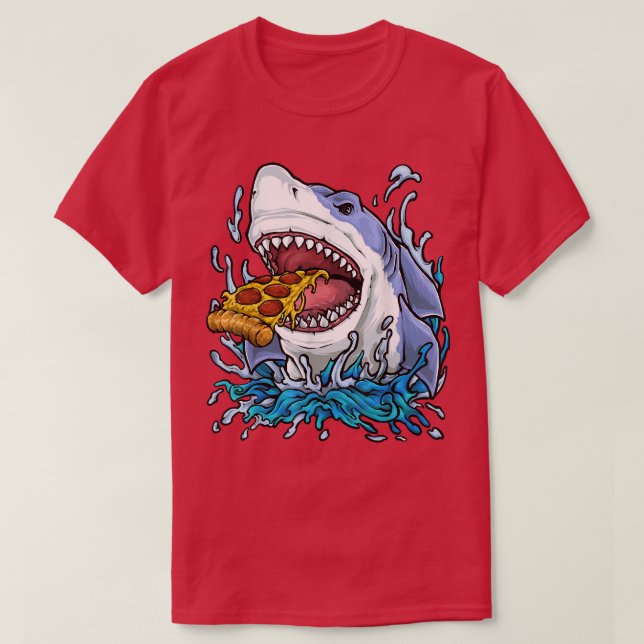 Pizza Eating Shark  T Shirt (Design framsida)