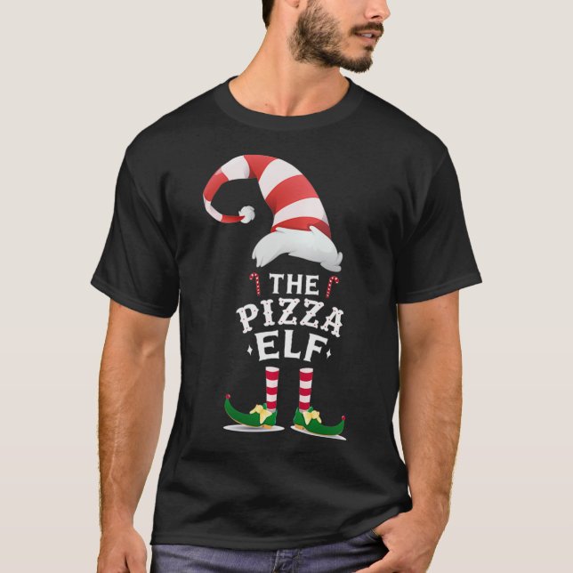 Pizza Elf-jultomtens jultomtepullove T Shirt (Framsida)