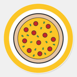 Pizza-etiketter med cirkelformad etikett