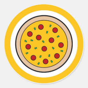 Pizza-etiketter med cirkelformad etikett