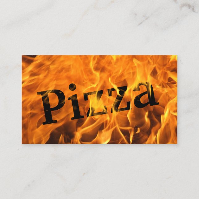Pizza Flaming Fire Typography Visitkort (Framsida)