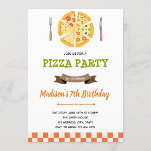 Pizza födelsedagsfest inbjudan