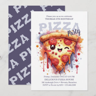 Pizza Födelsedagsfest inbjudan