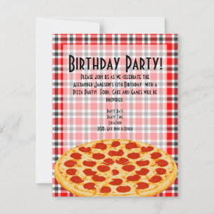 Pizza Födelsedagsfest inbjudan, bordsformgivning Inbjudningar
