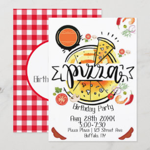 Pizza Födelsedagsfest Inbjudningar