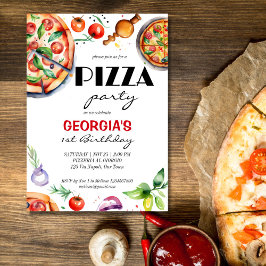 Pizza födelsedagsfest italiensk temamall inbjudningar