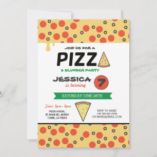 PIZZA Födelsedagsfest - strömsparläge över Inbjuda Inbjudningar