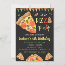 Pizza-födelsedagsinbjudan - italiensk födelsedagsf