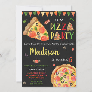 Pizza-födelsedagsinbjudan - italiensk födelsedagsf inbjudningar