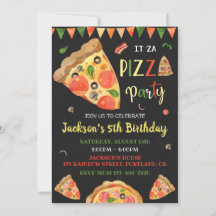 Pizza-födelsedagsinbjudan - italiensk födelsedagsf