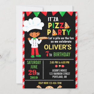Pizza-födelsedagsinbjudan Little chef Inbjudningar