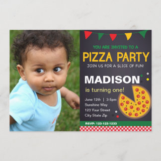 Pizza-födelsedagsinbjudan med foto inbjudningar