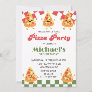 Pizza Födelsedagsinbjudan Modern Barn Pizzafest Inbjudningar