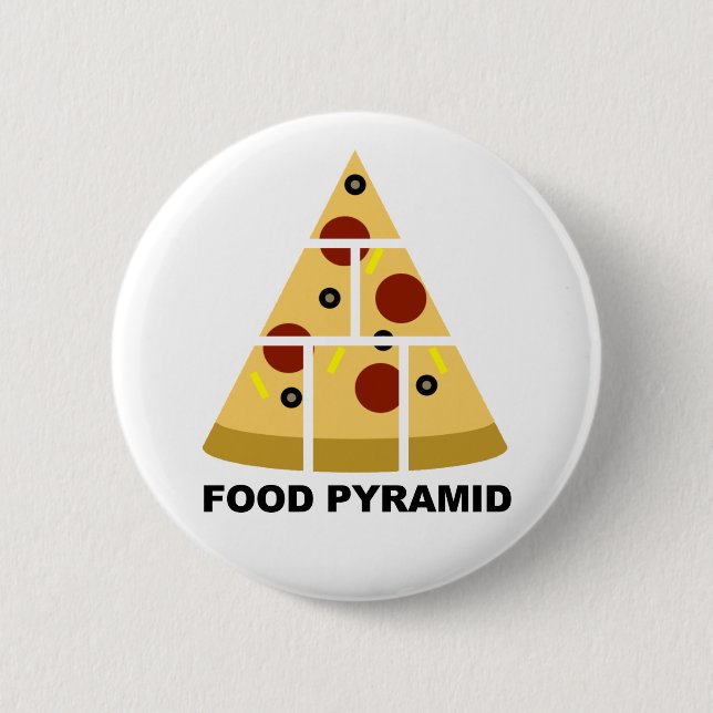 Pizza Food Pyramid Funny Button Badge Pin Knapp (Framsida)