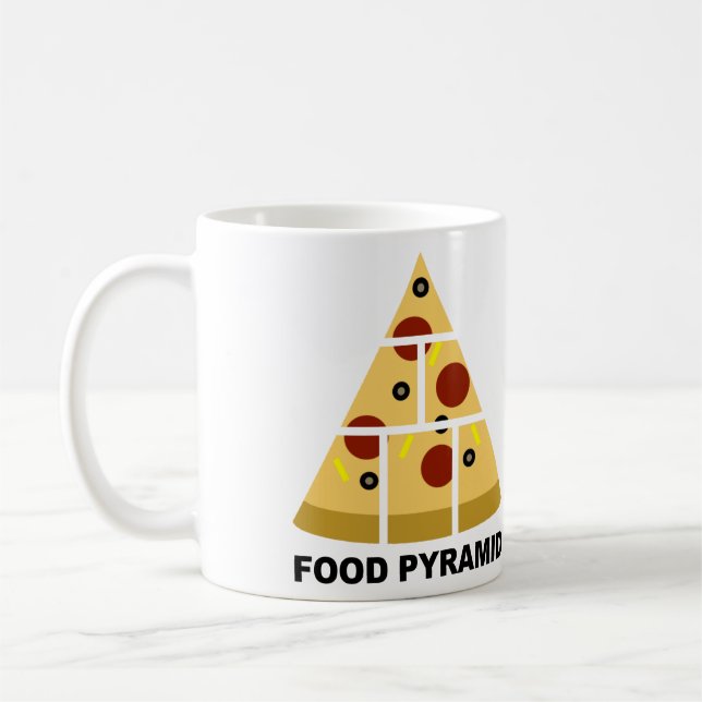 Pizza Food Pyramid Funny Mug eller Resemugg Kaffemugg (Vänster)