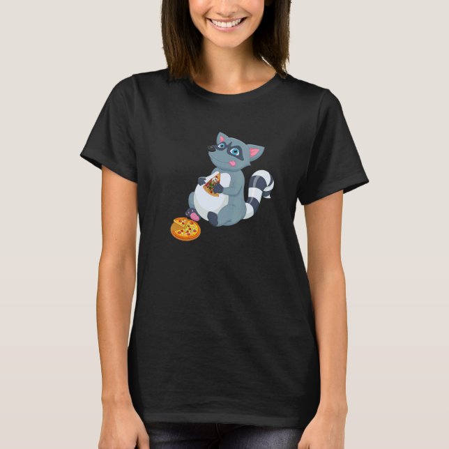 Pizza   Foodie Raccoon   Cute Racoon   T Shirt (Framsida)