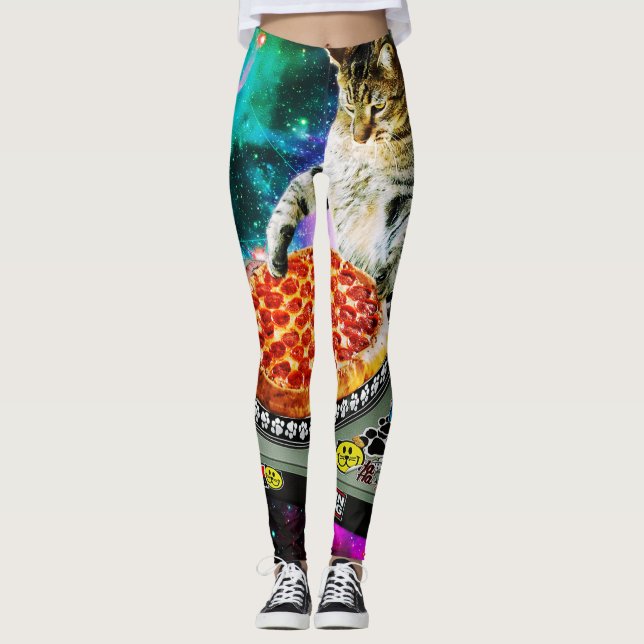 Pizza för utrymmedj-katt leggings (Framsida)
