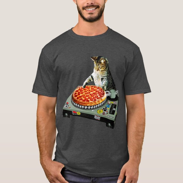 Pizza för utrymmedj-katt t shirt (Framsida)