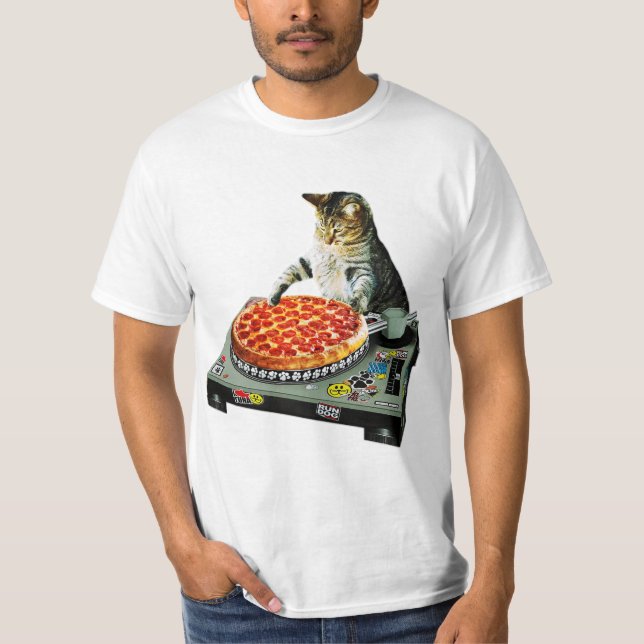 Pizza för utrymmedj-katt t shirt (Framsida)