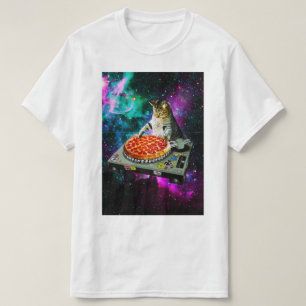 Pizza för utrymmedj-katt t shirt