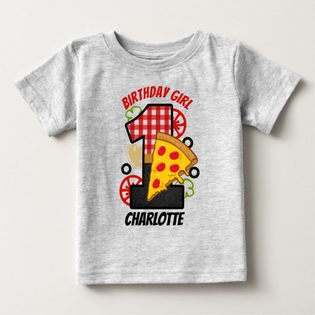 Pizza Första Födelsedags Tjej t-shirt (Framsida)