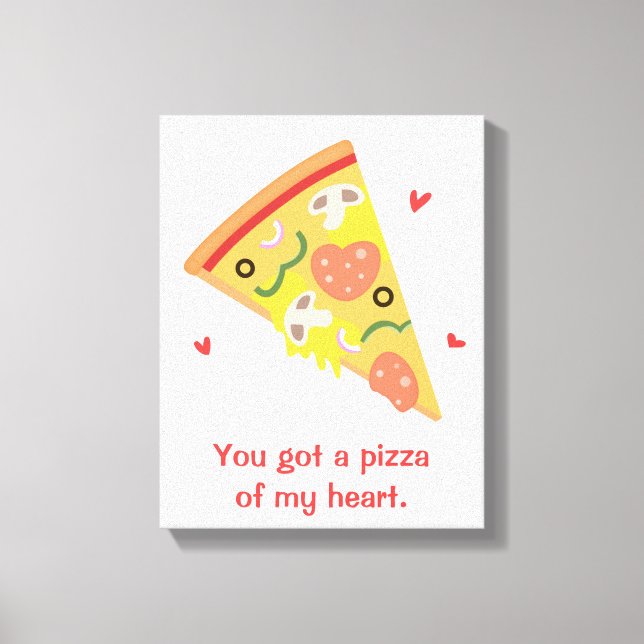 Pizza från mitt hjärta, Cute Kärlek Puns Canvastryck (Framsida)