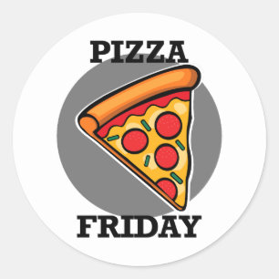 Pizza Fredag design - Klassiska rundade fästdon Runt Klistermärke