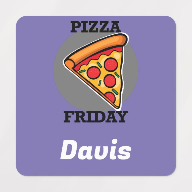Pizza Fredag Design - Litet fyrkantsbeklädnadsetik Klistermärke (Design 1)