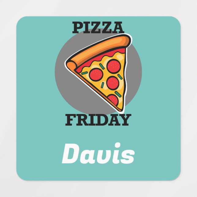 Pizza Fredag Design - Litet fyrkantsbeklädnadsetik Klistermärke (Design 1)